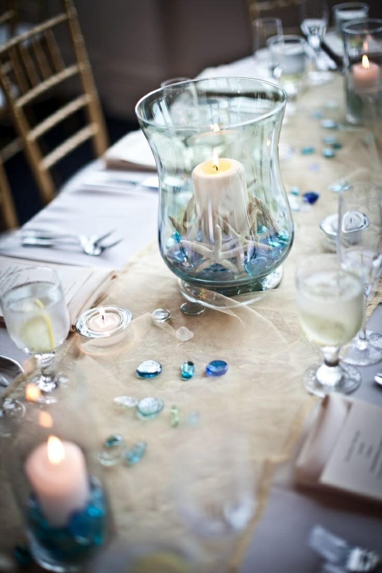 idee deco table mariage bleu blanc