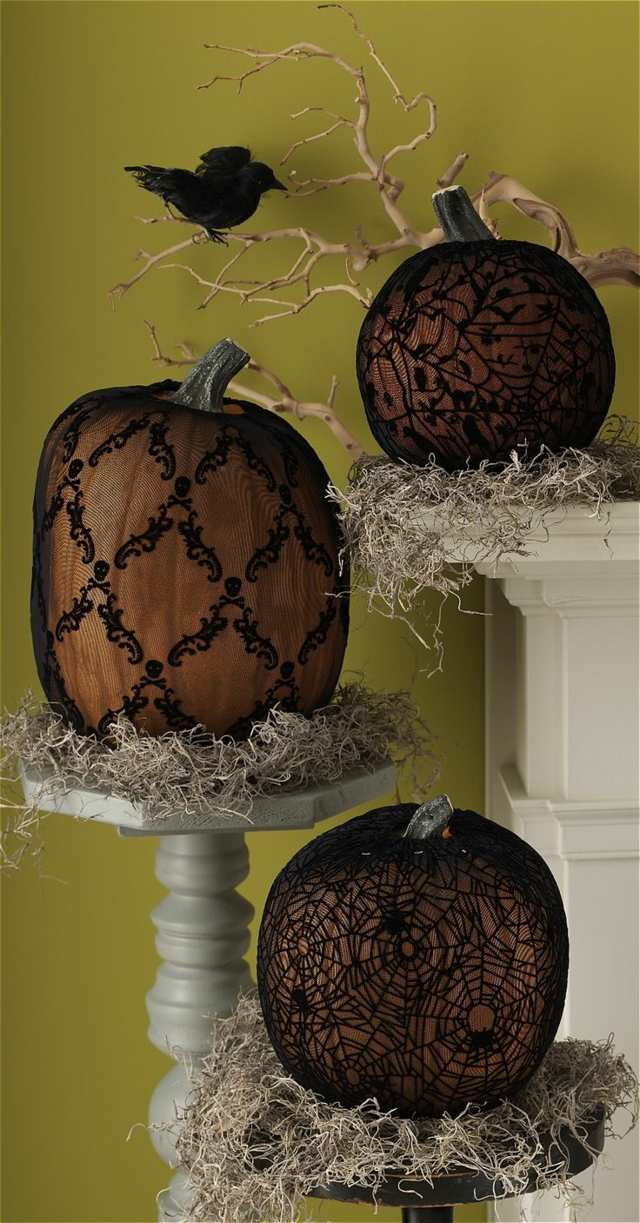 citrouille décoration halloween corbeau lacet