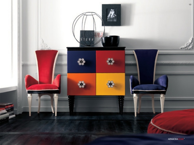 intérieur moderne design meuble bois fauteuil art déco mur 