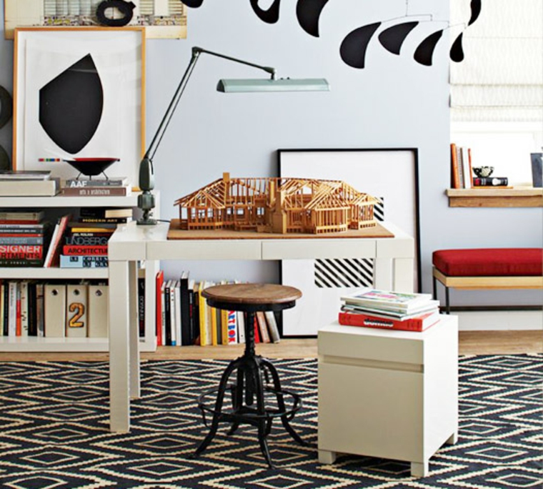matériaux verts intérieur moderne design tableau cadre affiche tapis de sol noir blanc table basse 