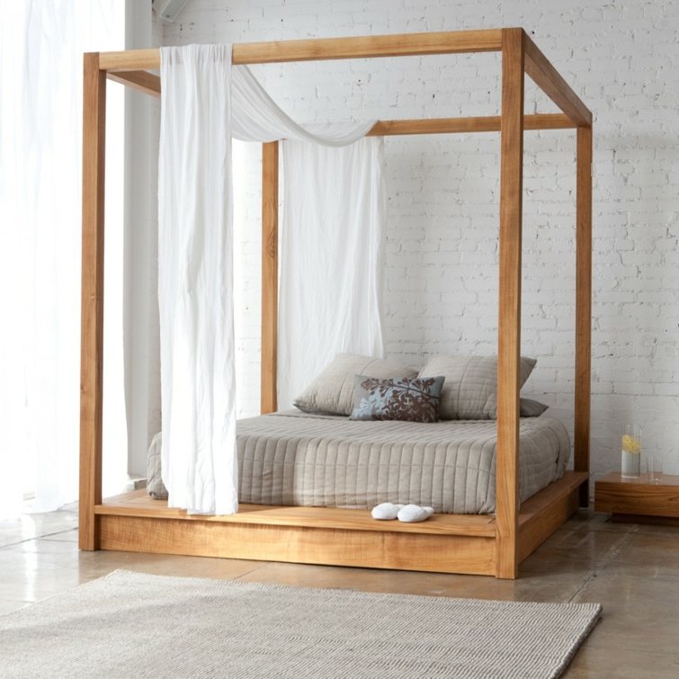 lit romantique bois chambre minimaliste
