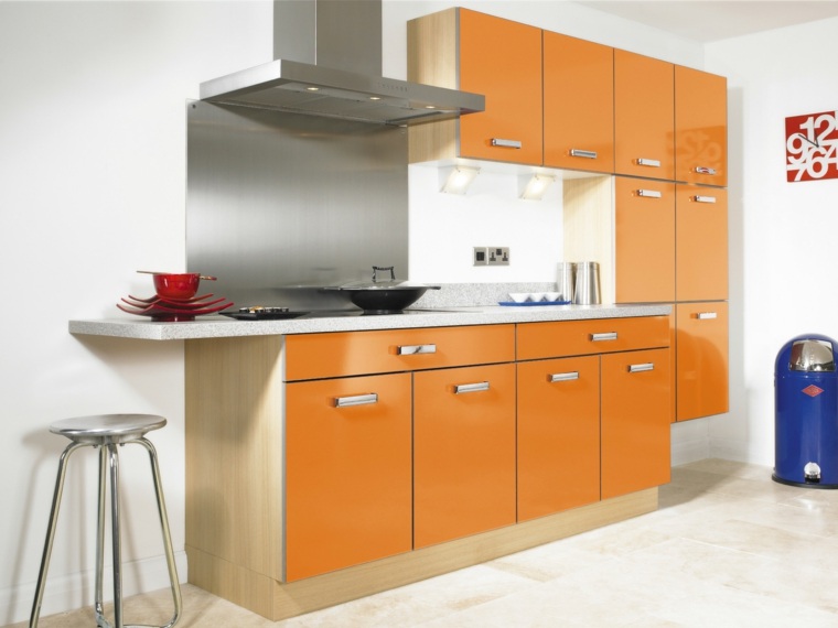 couleur orange cuisine design moderne