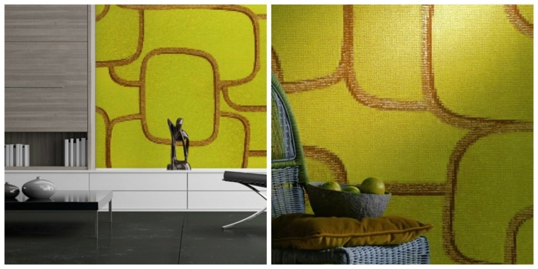 papier peint jaune idée intérieur meuble design art déco