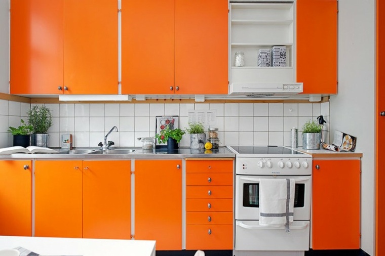 photo de cuisine decoration orange