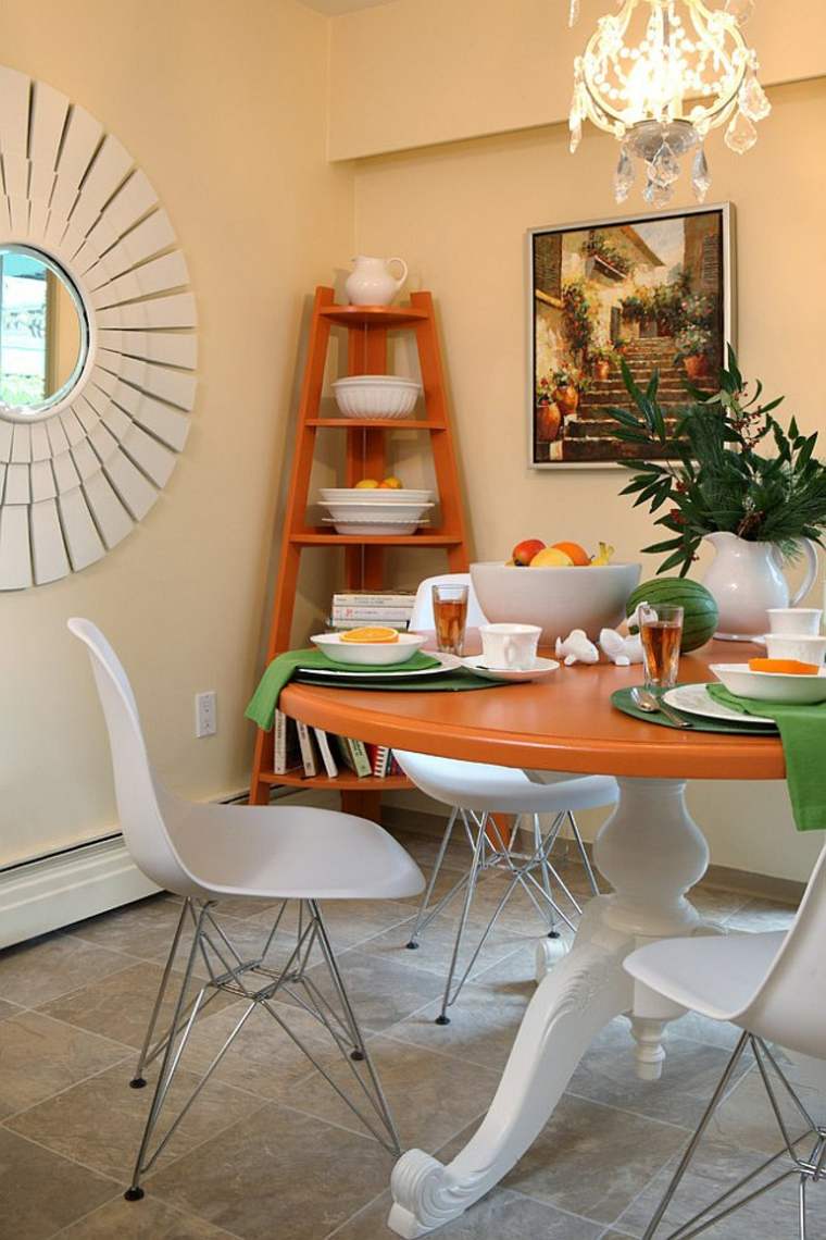 meuble coin étagère orange angle meuble de coin cuisine salle à manger