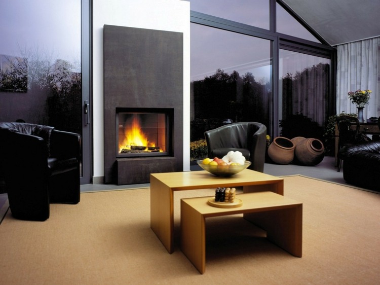 salon cheminée design elegant moderne