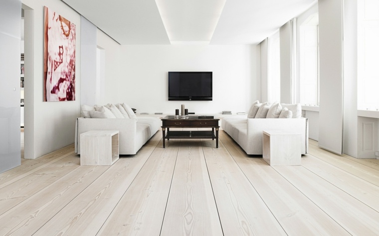 décoration intérieure moderne cadre canapé blanc design parquet bois télé meuble tv