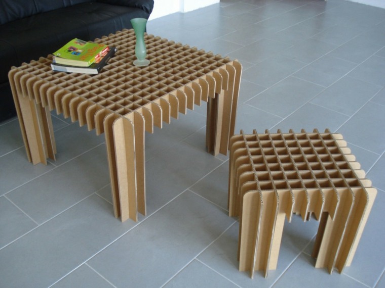 table carton design basse recyclé matériaux verts