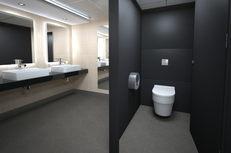 toilettes suspendues salle de bain couleurs sombres