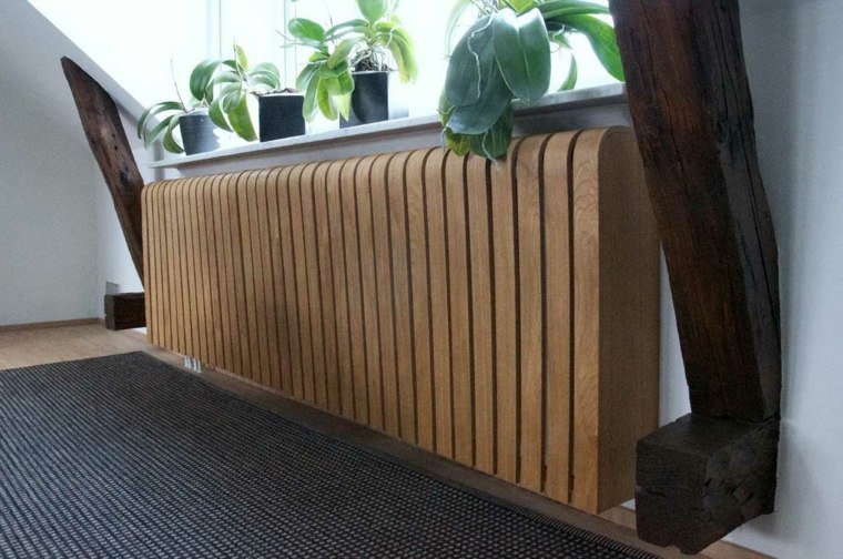 cache radiateur bois design déco plantes fenêtres idée