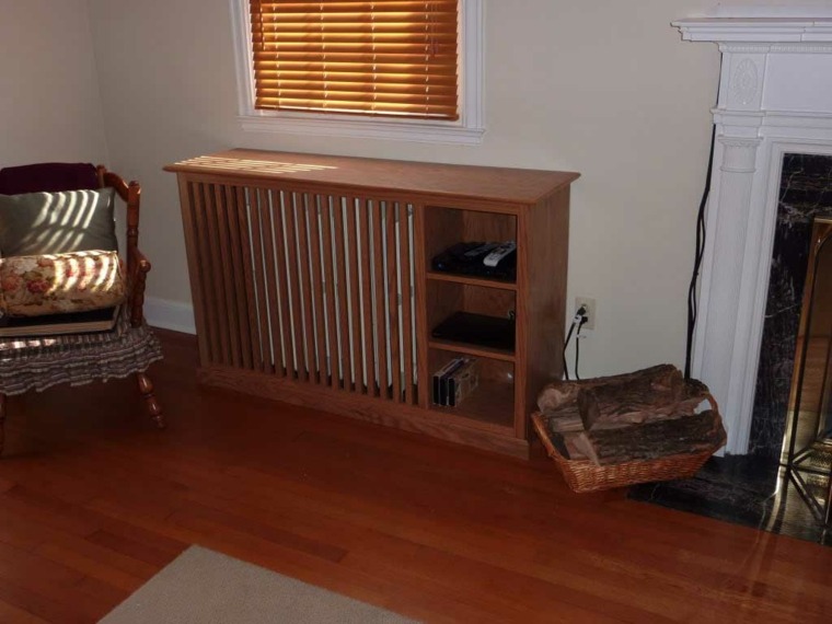 idée cacher un radiateur bois étagère rangement design salon