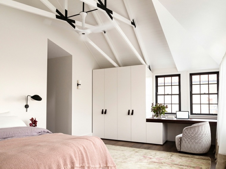 design intérieur maison moderne chambre à coucher bureau bois travail armoire bois blanc design luigi rosselli architects sydney australie