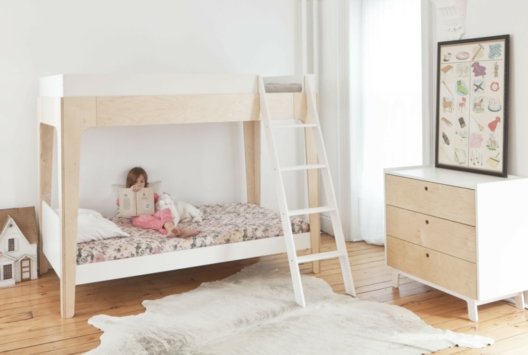 meubles chambre enfant bois lit mezzanine idée commode bois déco mur