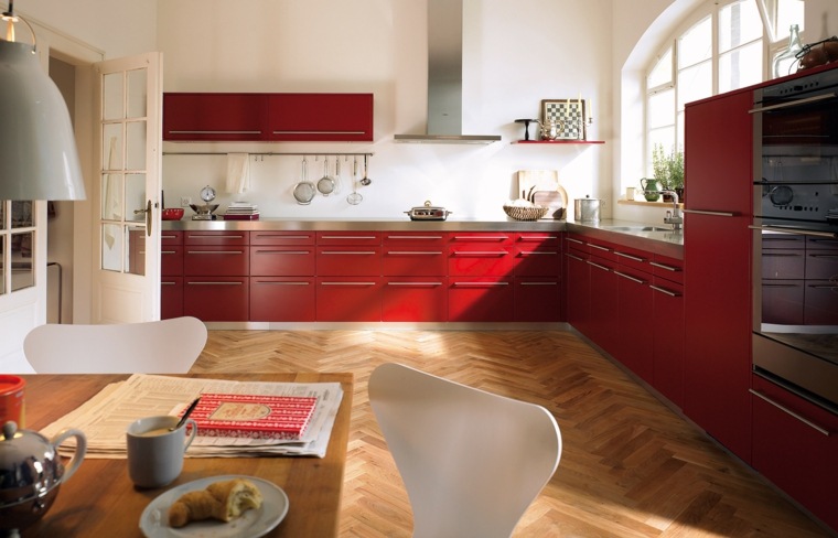 cuisine rouge bois design