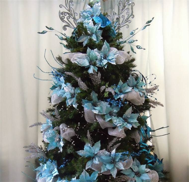 decoration bleue sapins de noël