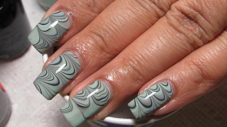 décoration ongles effet marbre gris