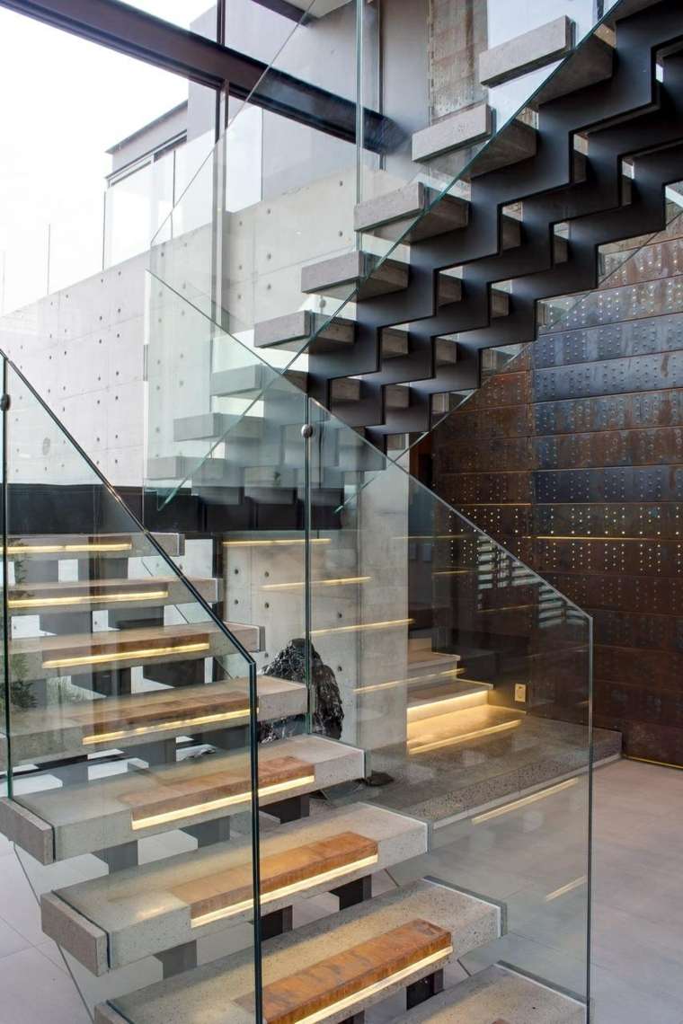 eclairage verre escalier moderne beton