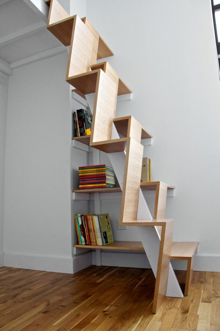 escalier design rangement bois