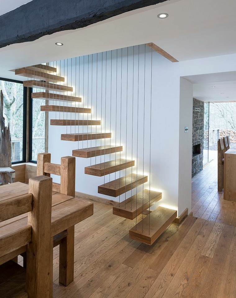 escalier interieur bois flottant