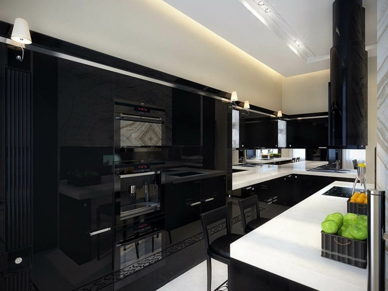intérieur design et decoration cuisines noires