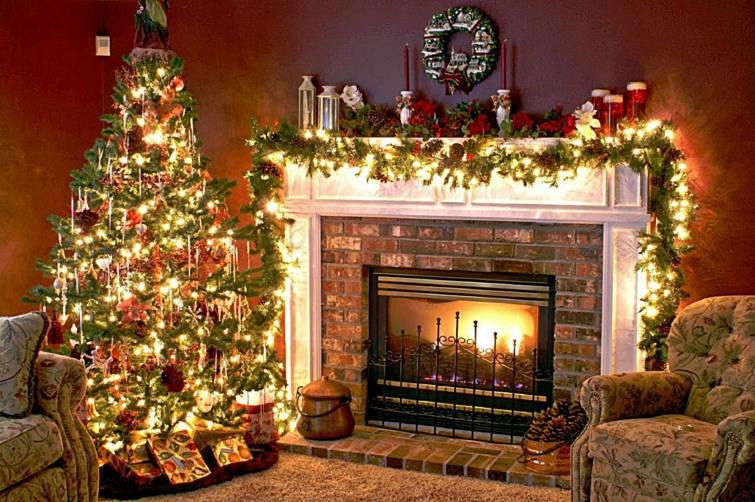 idée déco Noël vintage arbre cheminee