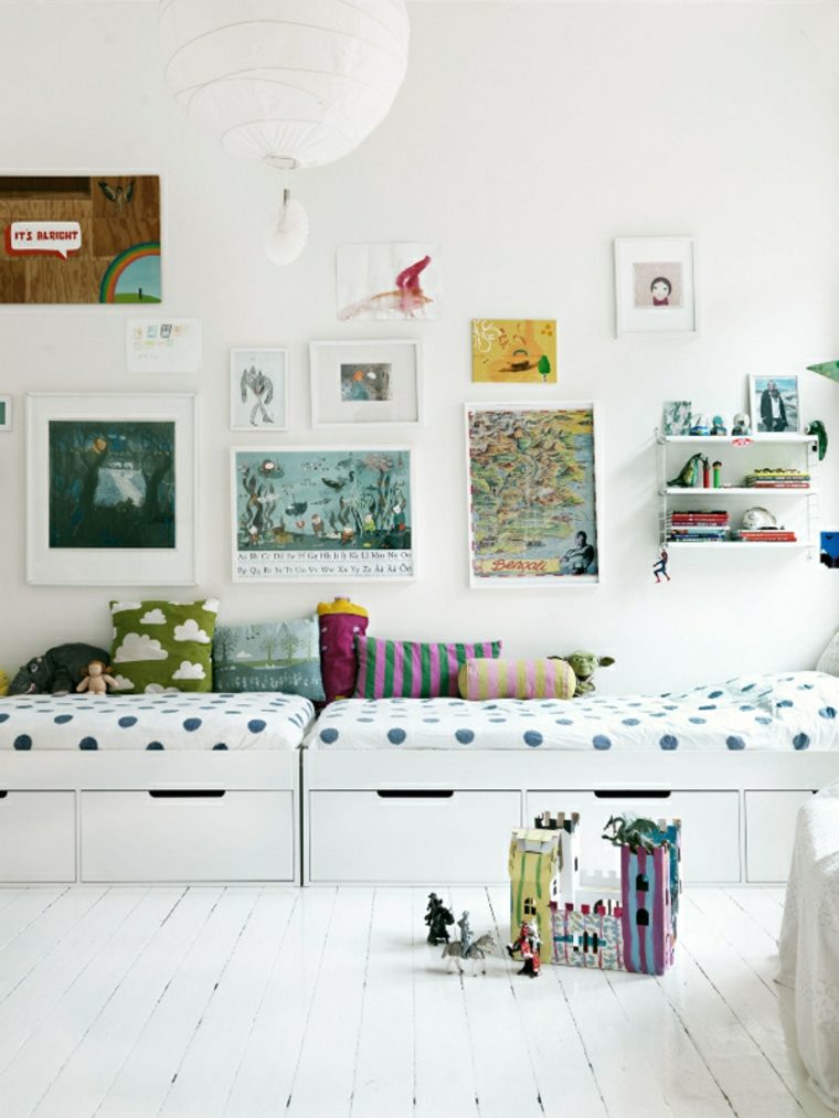 chambre enfant intérieur blanc design moderne idée décoration mur 