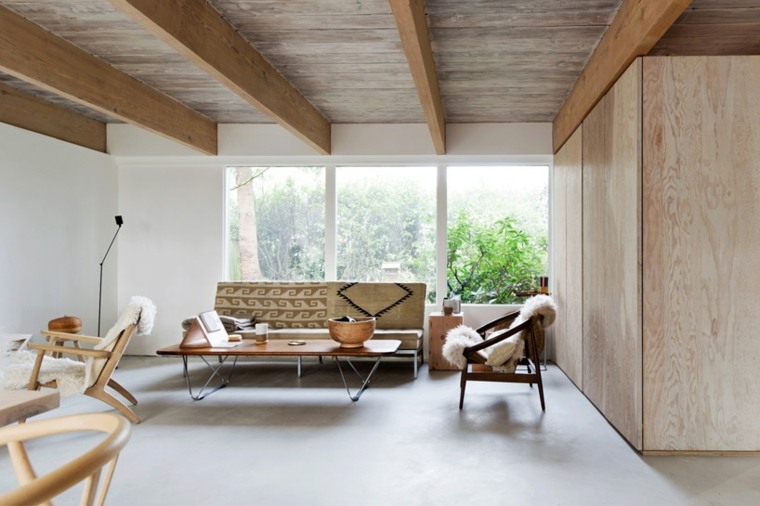 intérieur maison contemporaine design moderne salon style minimaliste bois design Scott and Scott architects
