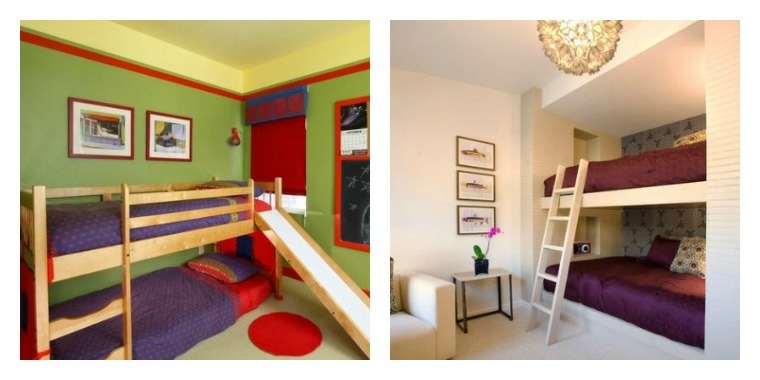 lit mezzanine idée chambre enfant gain de place lits déco mur tableaux