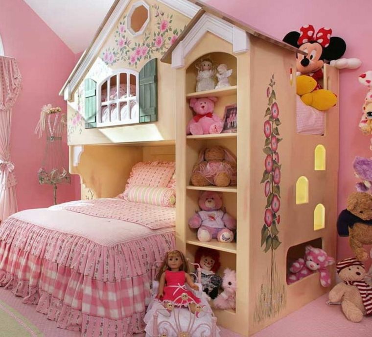 decoration chambre lit cabane enfant fille