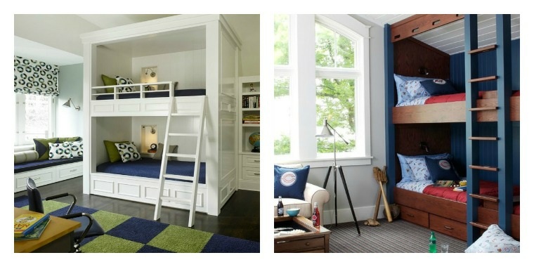 lit mezzanine enfant deux places déco chambre enfant moderne tapis de sol coussins idée aménagement petite chambre 