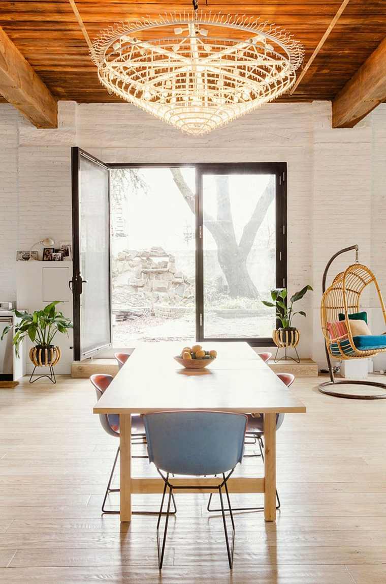 loft contemporain design salle à manger table en bois design industriel moderne 