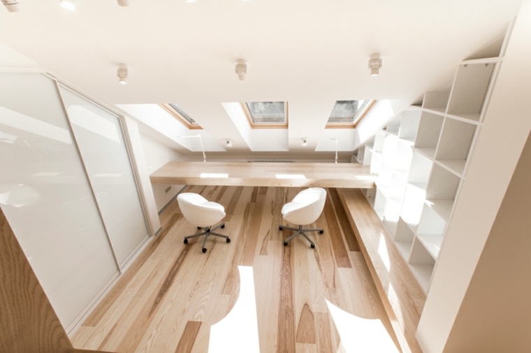 loft intérieur minimaliste design appartement moderne fauteuil blanc parquet bois intérieur minimaliste