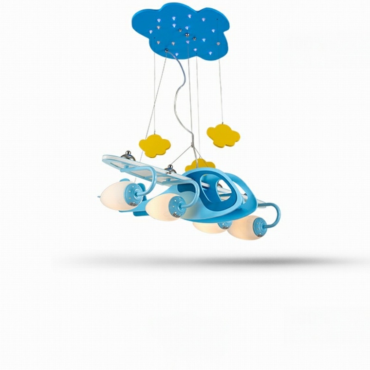 chambre enfant design suspension avion bois nuage déco idée 