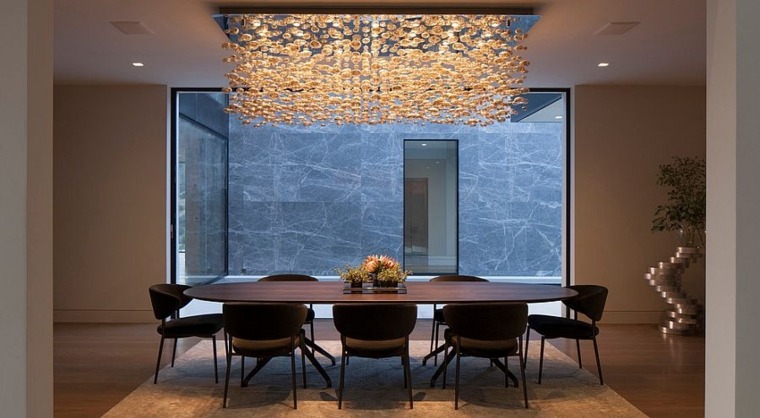 intérieur moderne idée éclairage salle à manger table chaise design