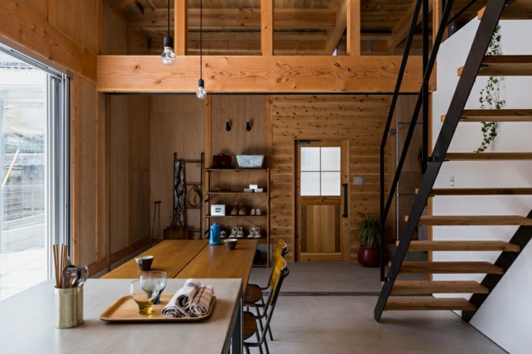 maison design contemporain bois style industriel escalier bois table bois design alts design studio ishibe japon