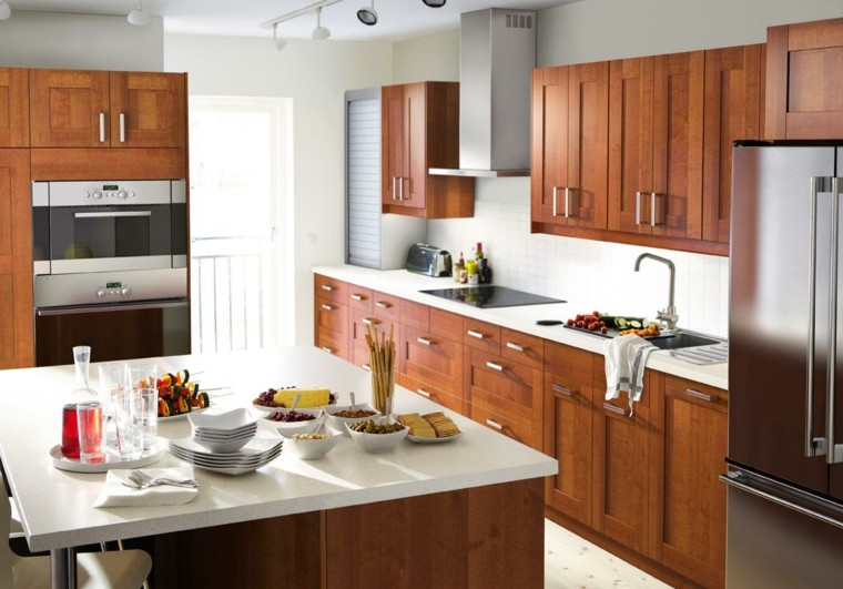 intérieur cuisine moderne meuble bois pas cher aménagement cuisine ilot central blanc bois design