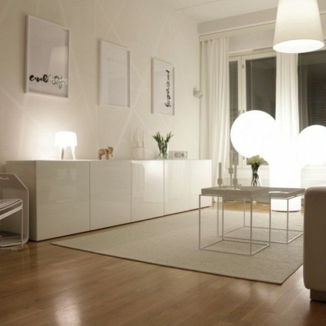 meuble besta ikea bois blanc design tableau mur composition tapis de sol table basse 