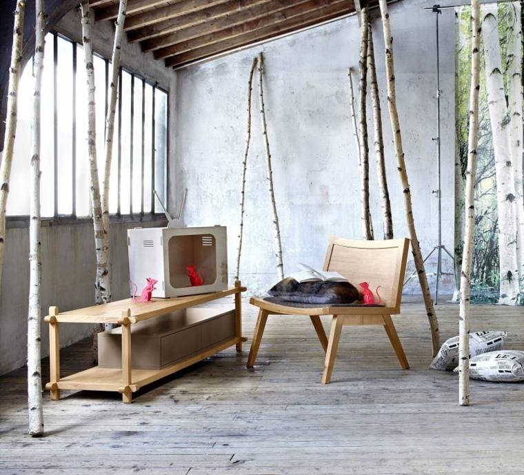 meuble moderne design bois idée aménagement intérieur salon déco parquet en bois 