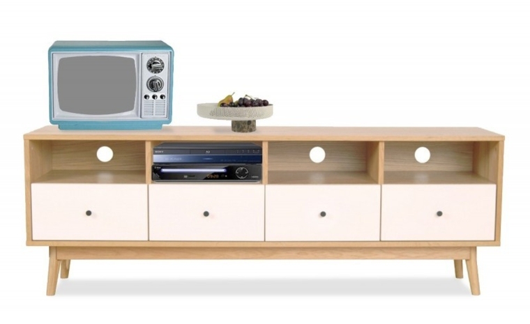 intérieur salon style scandinave idée meuble tv bois design