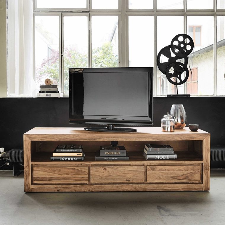 meuble tv bois design aménagement salon idée déco maisons du monde