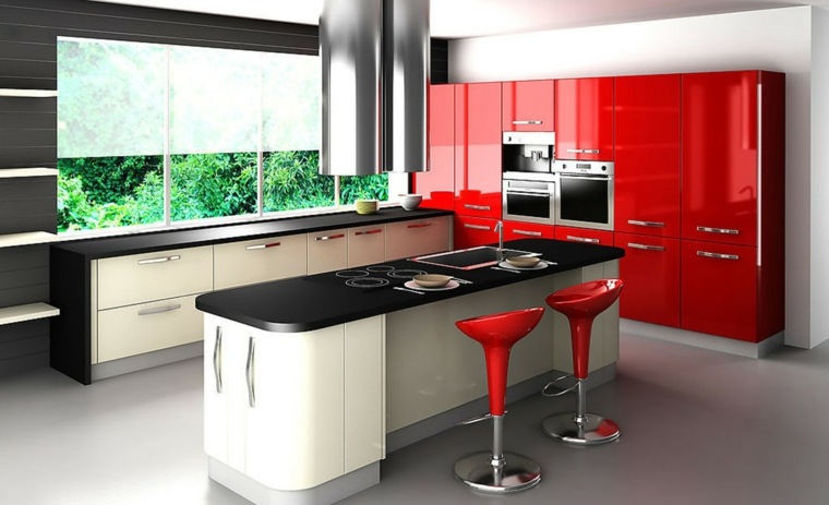 modele cuisine rouge design