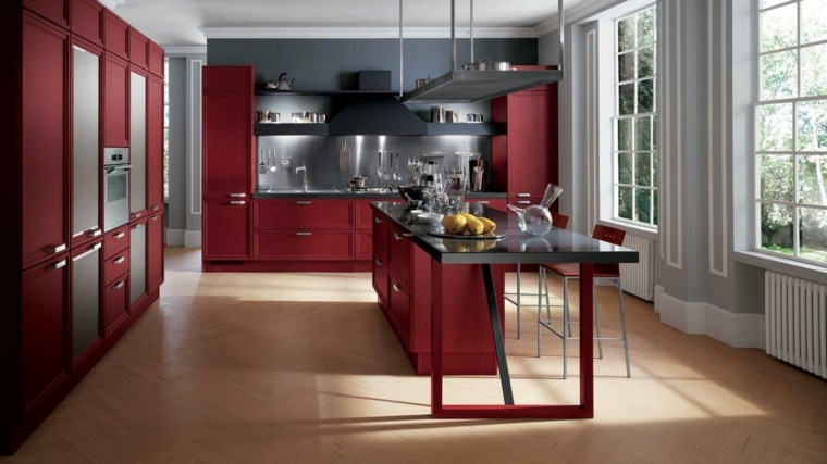 modèle de cuisine rouge design moderne