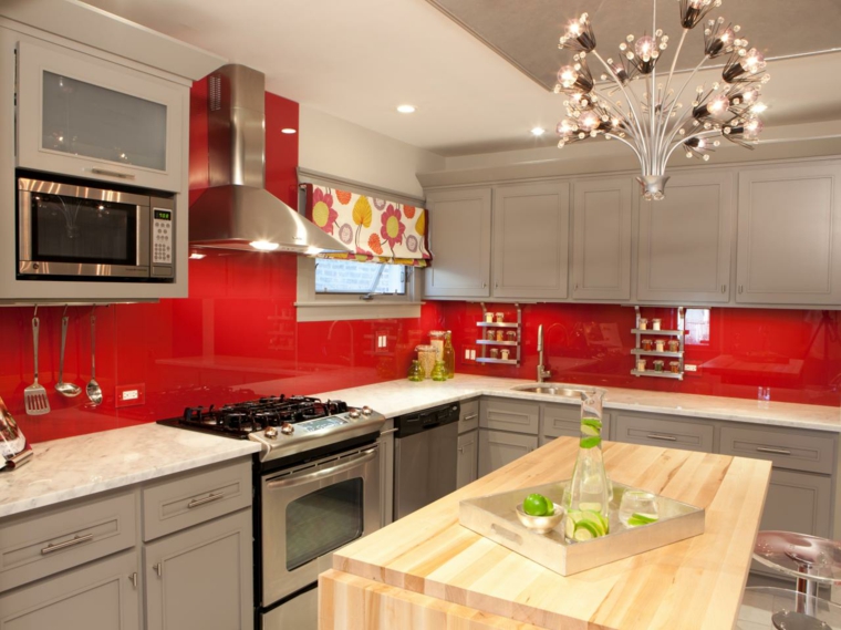 modèle de cuisine rouge grise