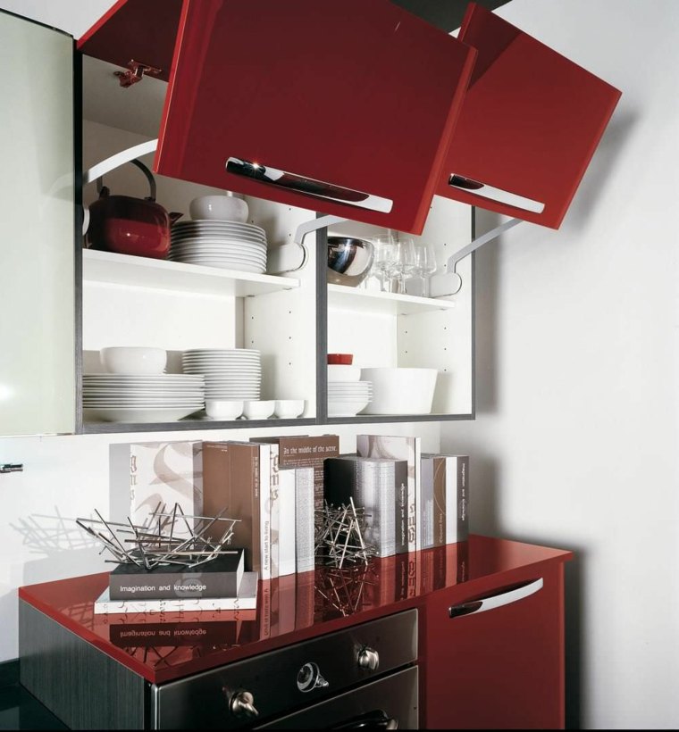 modèle cuisine rouge meuble