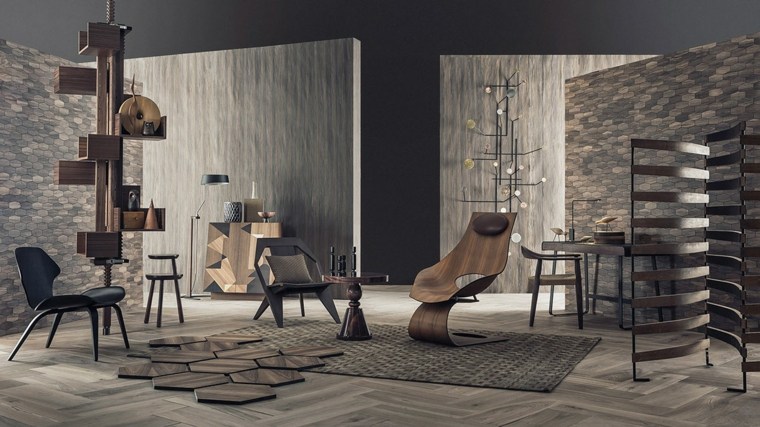 intérieur salon moderne mur revetement design scandinave lignes épurées 
