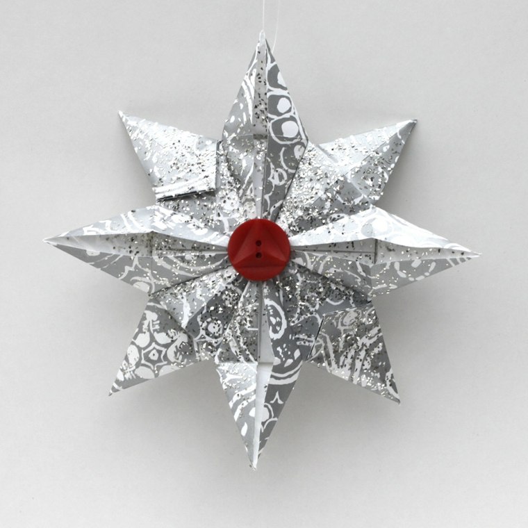 origami déco Noël fleurs argent