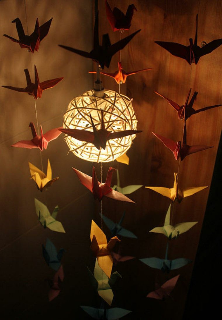 suspension chambre enfant design idée origami papier luminaire 