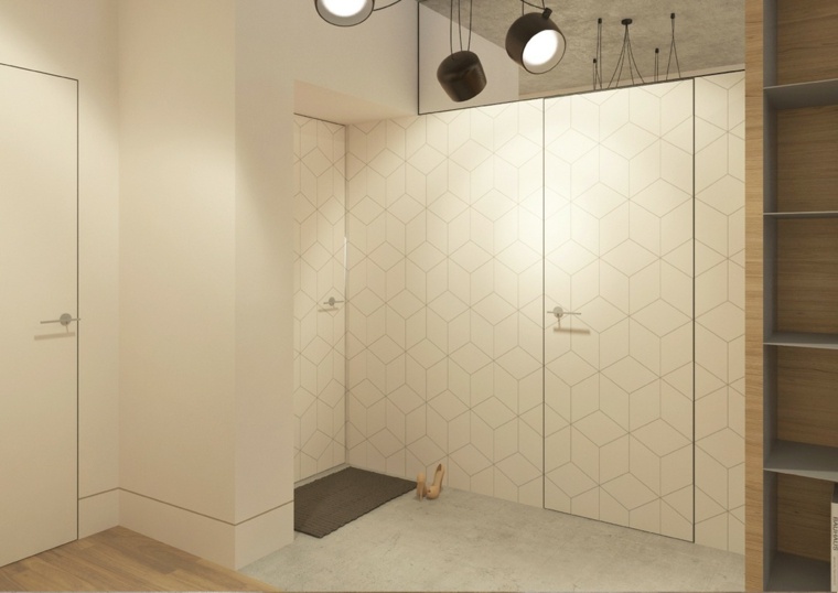 salle de bains aménagement idée cabine douche carrelage mural original minimaliste