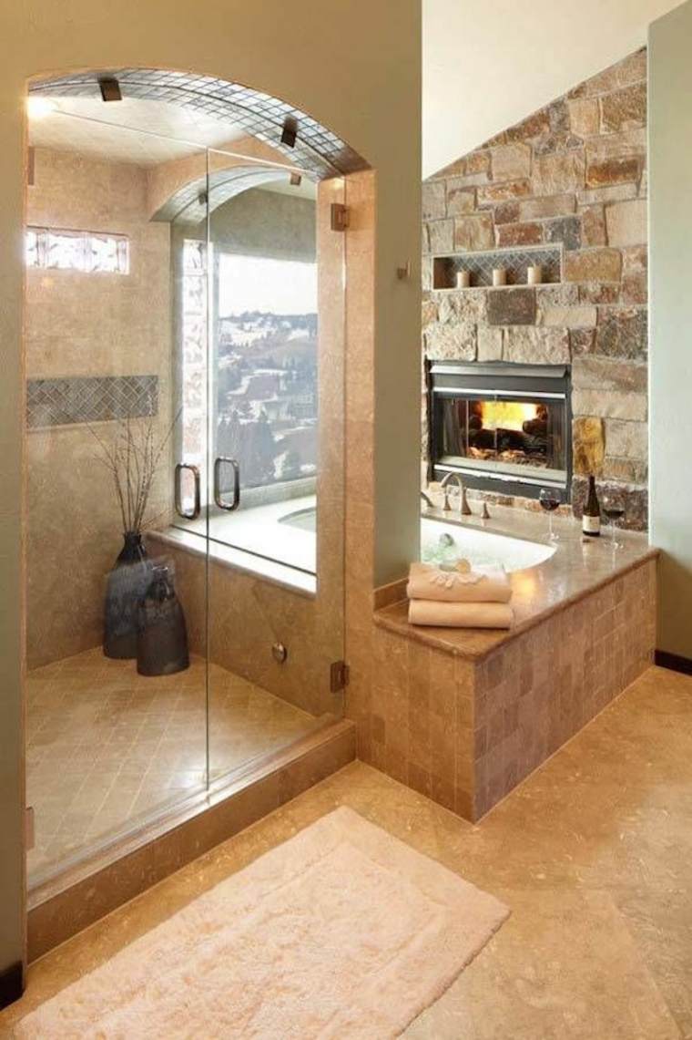photo baignoire salle de bain cheminees