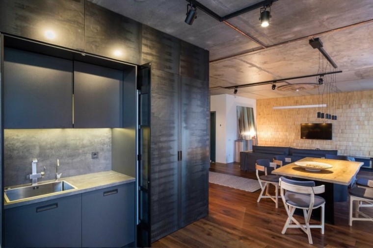 appartement contemporain design kiev moderne salle à manger déco moderne idée mur salon espace ouvert